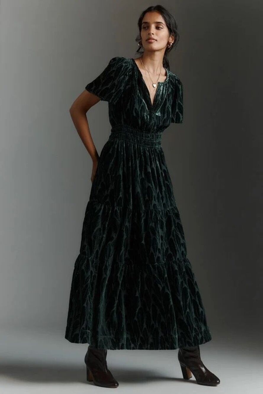 New Anthropologie The Somerset Velvet Maxi Dress Size S